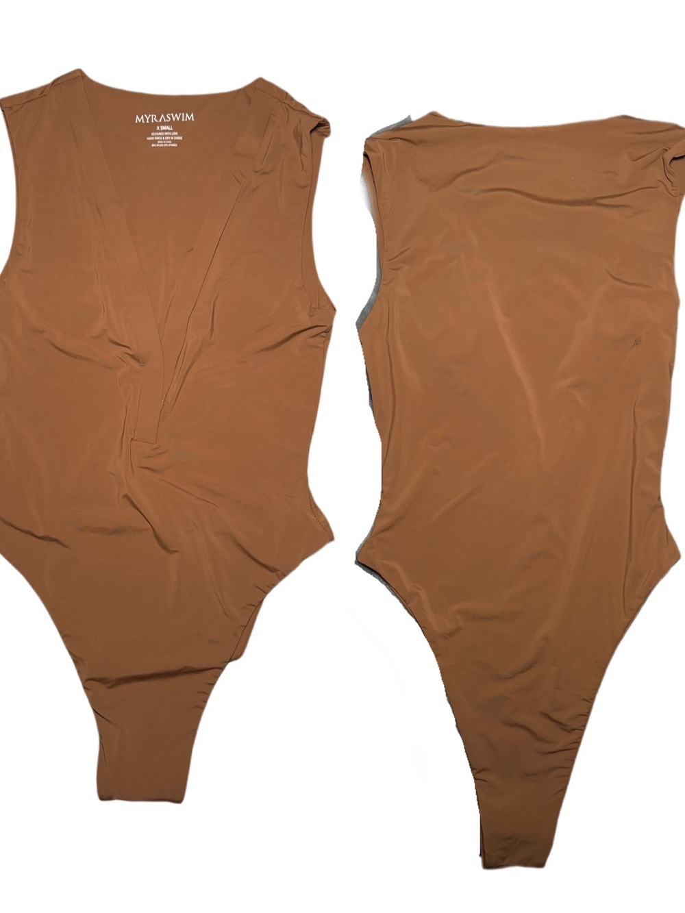 MYRA Swim Deep V Brown One-Piece Swimsuit